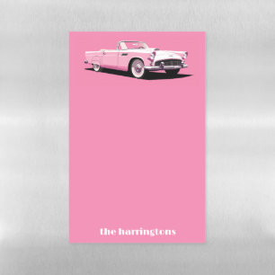 Custom Name Pink Classic Car Magnetic Dry Erase Sheet