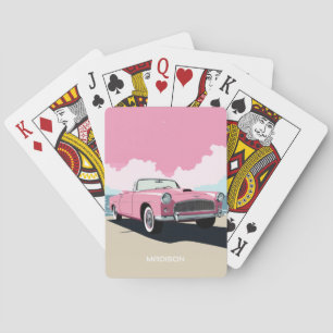 Custom Name Pink Classic Car Poker Cards