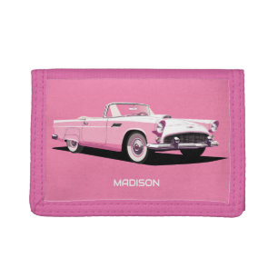 Custom Name Pink Classic Car Trifold Wallet