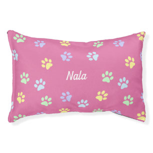 Custom Name Pink Cute Paws Pet Bed