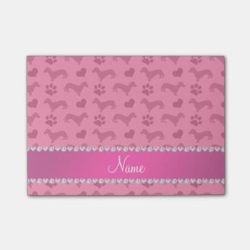 Custom Name Pink Dachshunds Hearts Paws Post-it Notes by Brothergravydesigns at Zazzle