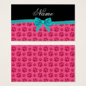 Custom name pink dog paws turquoise bow (Front & Back)