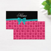 Custom name pink dog paws turquoise bow (Desk)