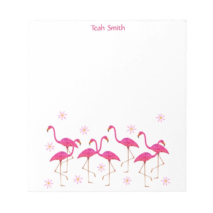 Custom Name Pink Flamingos Notepad | Zazzle