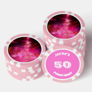 Custom Name Pink Flare Poker Chips
