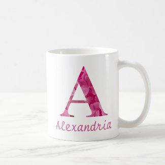 Custom Name Pink Floral Alphabet Letter 