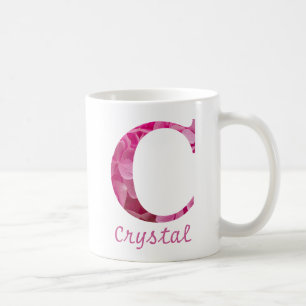Custom Name Pink Floral Alphabet Letter "C" Mug