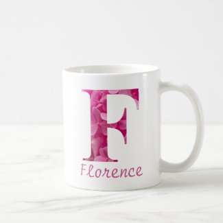 Custom Name Pink Floral Alphabet Letter 