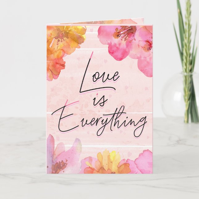 Custom Name Pink Floral Valentine's Day Card (Front)