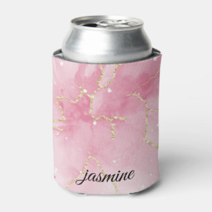 Custom Name  pink Glitter Can Cooler
