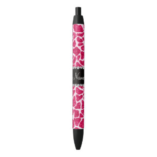 Custom name pink glitter giraffe pen