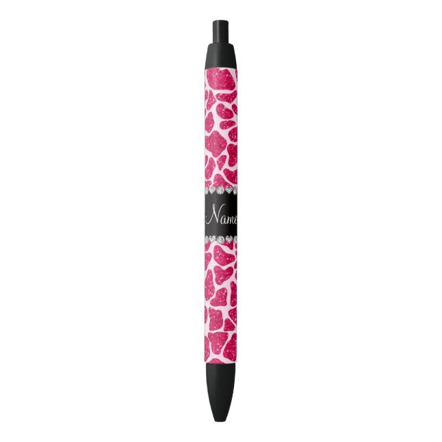 Custom name pink glitter giraffe pen (Front Vertical)