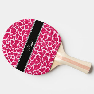 Custom name pink glitter giraffe Ping-Pong paddle
