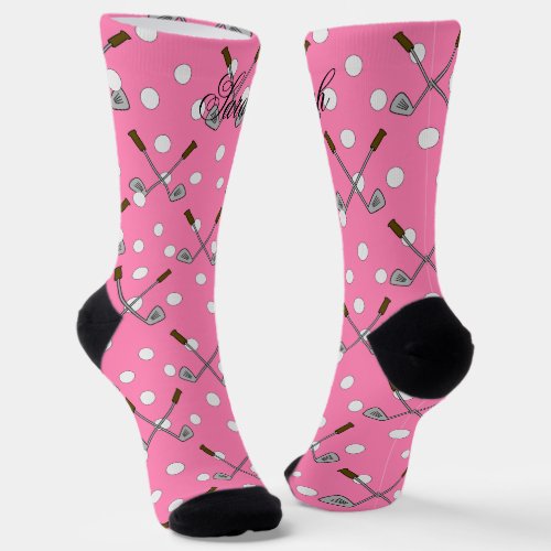 Custom Name Pink Golf  Socks