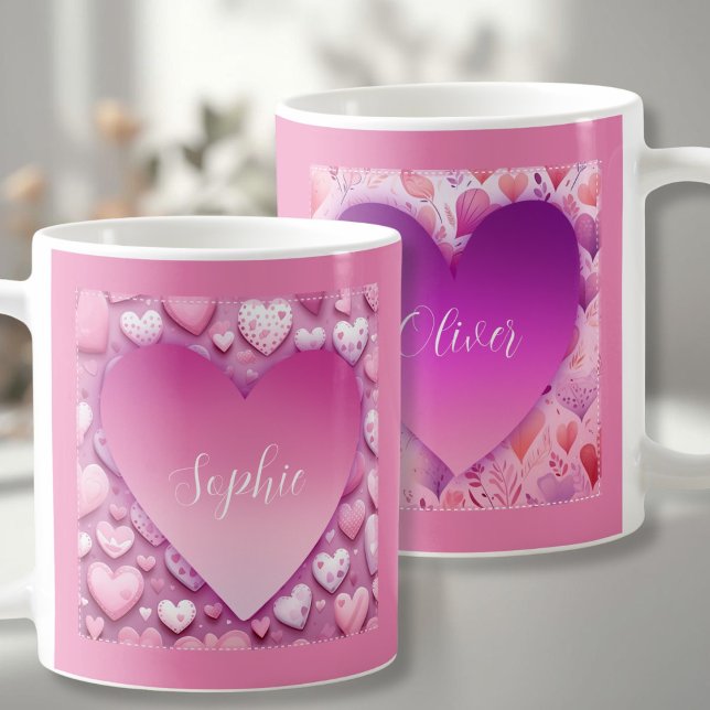  Custom name Pink heart coffee mug (Creator Uploaded)