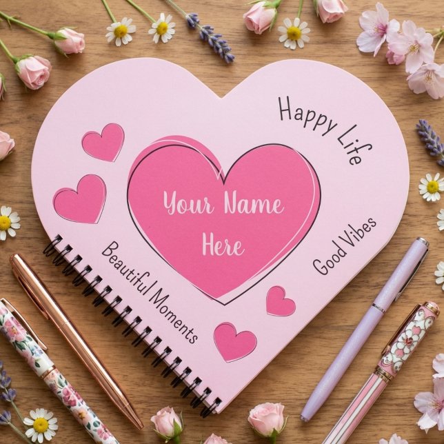 Custom Name Pink Heart Notebook & Sketchbook (Creator Uploaded)