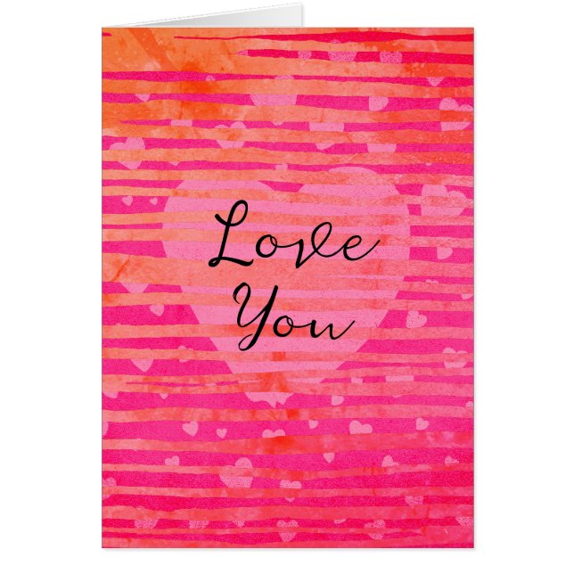 Custom Name Pink Hearts Valentine's Day Card (Front)