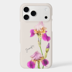 Custom Name Pink Iris Floral Elegant Botanical iPhone 17 Pro Max Case