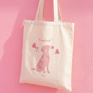 Custom Name Pink Labrador Dog Mom Mother's Day Tote Bag
