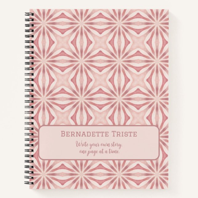 Custom Name Pink Modern Floral Chic Pretty Girly  Notebook (Front)