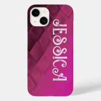 Custom name pink ombre shapes Case-Mate iPhone 14 case