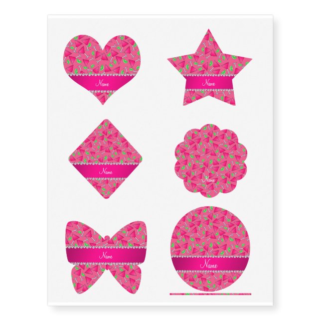 Custom name pink on pink cosmos limes temporary tattoos (Front)