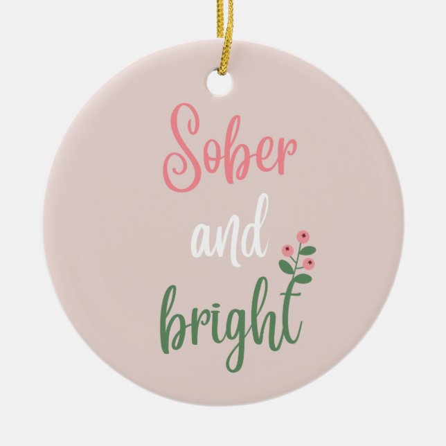 Custom Name Pink Pastel Sober Christmas Gift Ceramic Ornament (Front)