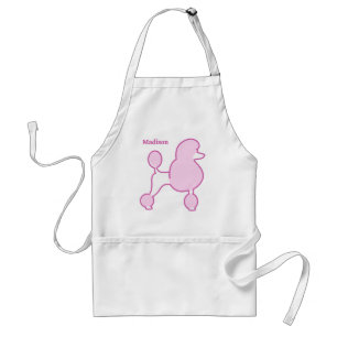 Custom Name Pink Poodle Adult Apron