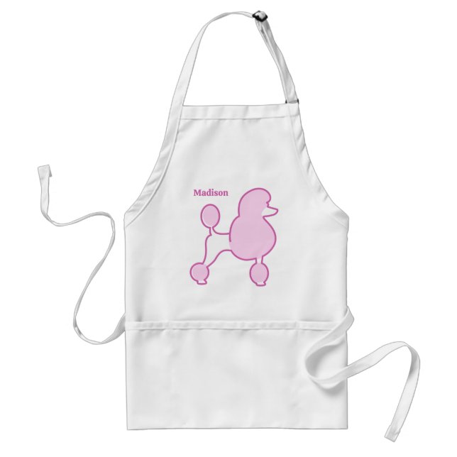 Custom Name Pink Poodle Adult Apron (Front)