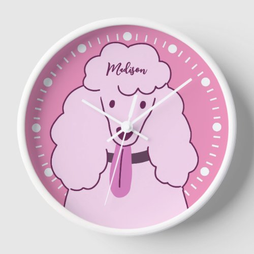 Custom Name Pink Poodle Clock