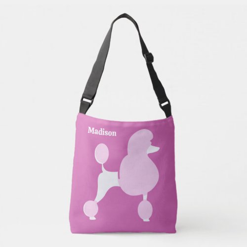 Custom Name Pink Poodle Crossbody Bag