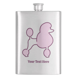 Custom Name Pink Poodle Flask