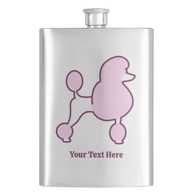 Custom Name Pink Poodle Flask (Front)