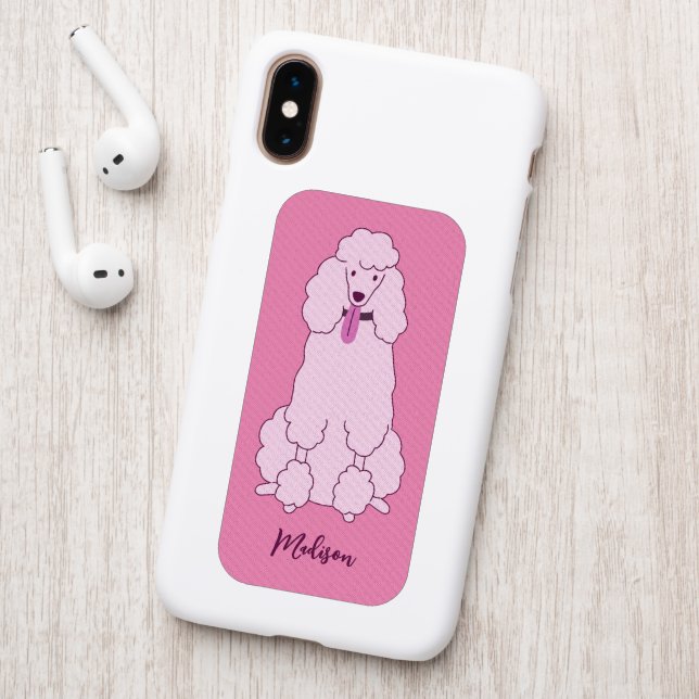 Custom Name Pink Poodle Patch (On Phone Back)