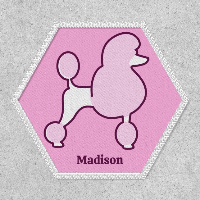 Custom Name Pink Poodle Patch (Front)