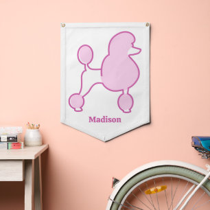 Custom Name Pink Poodle Pennant