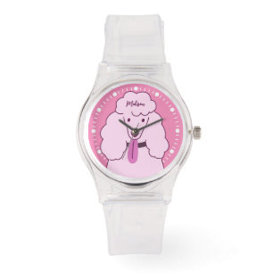 Custom Name Pink Poodle Watch