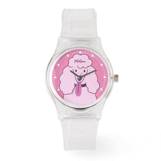 Custom Name Pink Poodle Watch (Front)