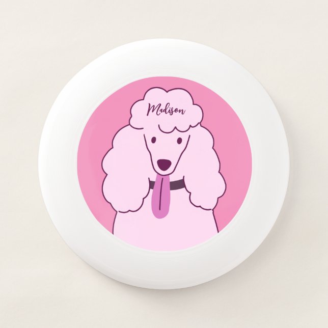 Custom Name Pink Poodle Wham-O Frisbee (Front)