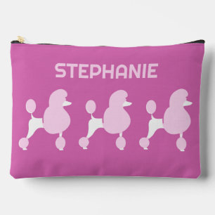 Custom Name Pink Poodles Accessory Pouch