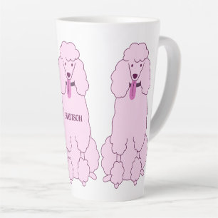 Custom Name Pink Poodles Latte Mug