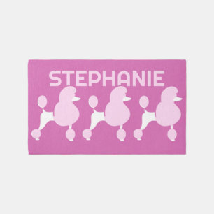 Custom Name Pink Poodles Rug