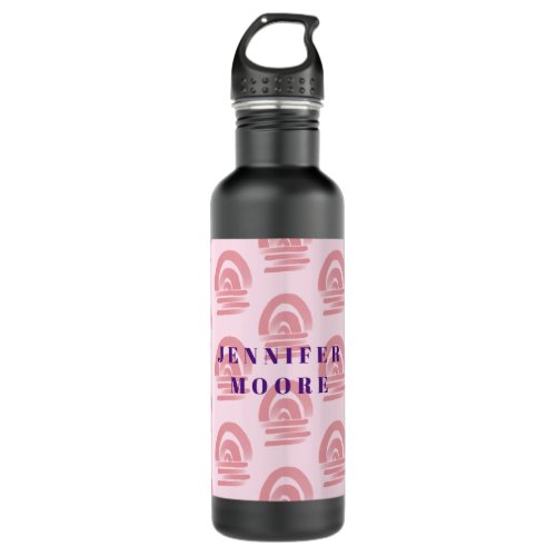 Custom Name Pink Rainbow Pattern Stainless Steel Water Bottle
