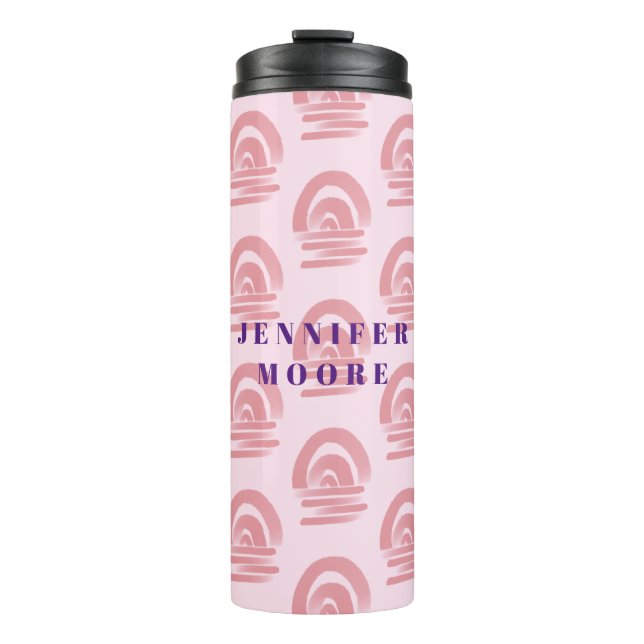 Custom Name Pink Rainbow Pattern Thermal Tumbler (Front)