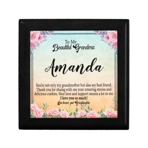 Custom Name Pink Rose Message for Grandma Gift Box