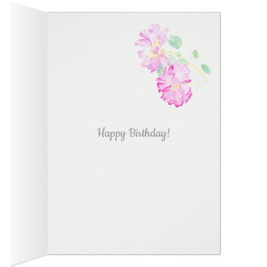 Custom Name Pink Roses and Stripes 96th Birthday (Inside (Right))