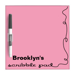 Custom Name Pink Scribble Pad Dry Erase Board