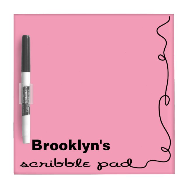 Custom Name Pink Scribble Pad Dry Erase Board (Front)