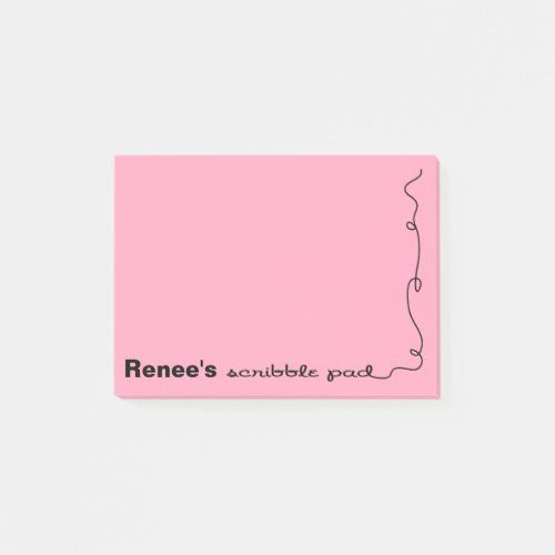 Custom Name Pink Scribble Pad Post_it Notes