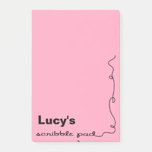 Custom Name Pink Scribble Pad Post-it Notes